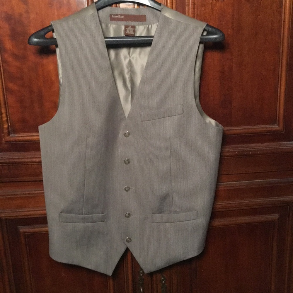 🆕 Perry Ellis Mens Vest Brown with pinstripe. Size S